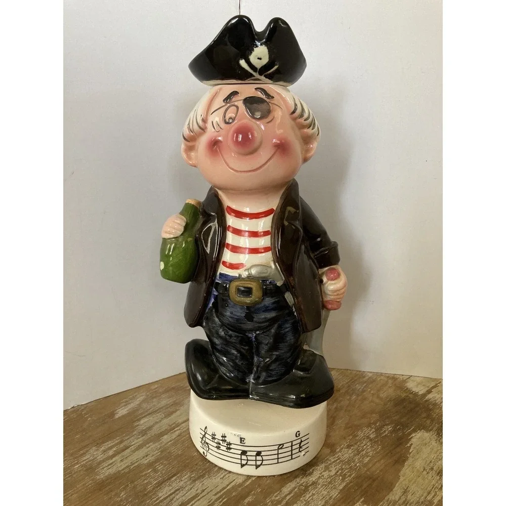 Vintage bar ceramic novelty liquor decanter musical pirate How Dry I Am 1960's